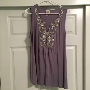 Lavender, embellished sleeveless top, size XL